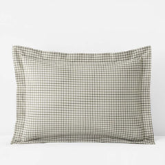Classic Stripes and Plaids Cool Yarn-Dyed Cotton Percale Sham - Mini Check Green, King