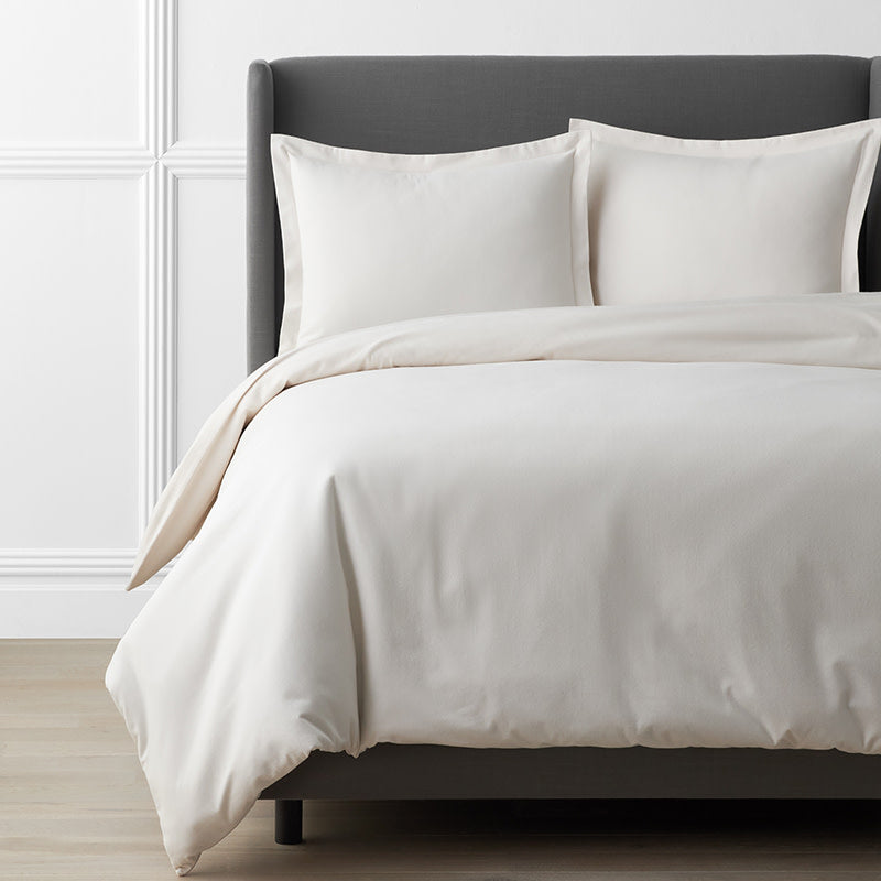 Luxe Ultra-Cozy Cotton Velvet Flannel Duvet Cover Cream, Full