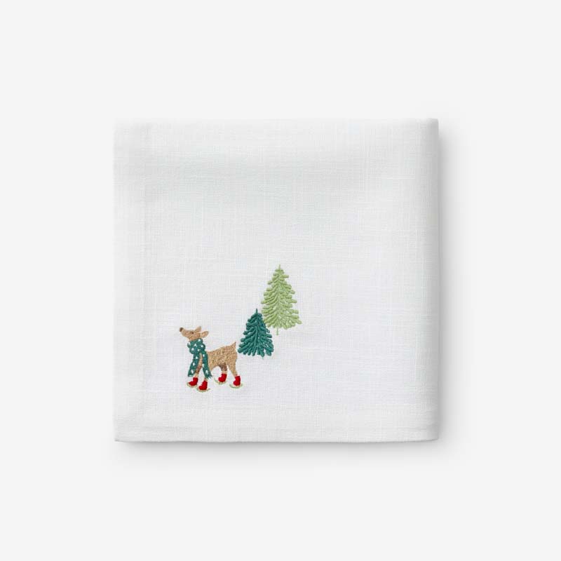Embroidered Novelty Napkins, Set of 4 - Deer
