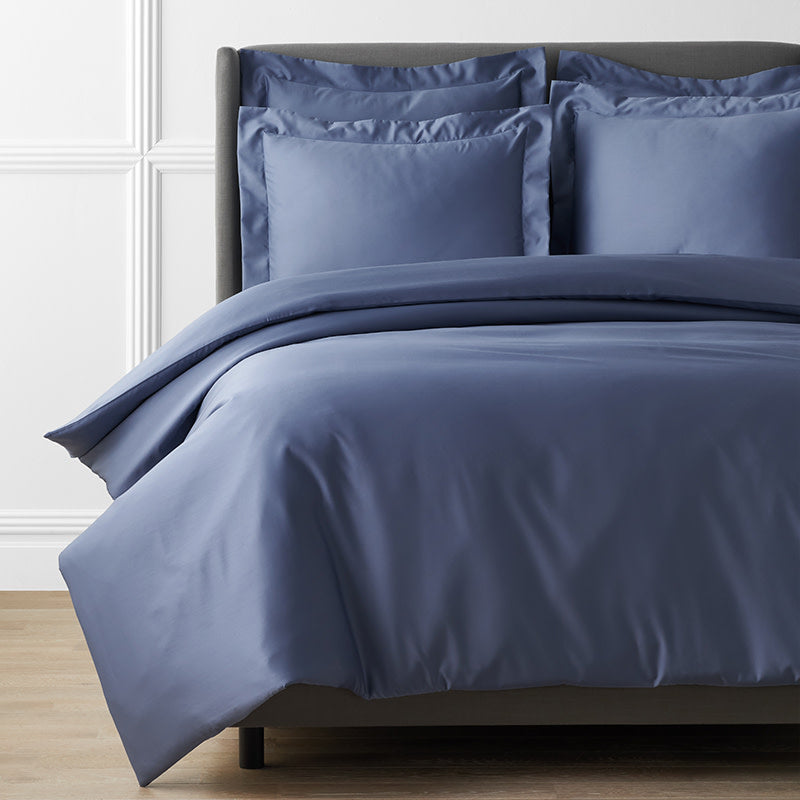 Premium Smooth Supima® Cotton Wrinkle-Free Sateen Duvet Cover - Blue Dusk, Full/Queen