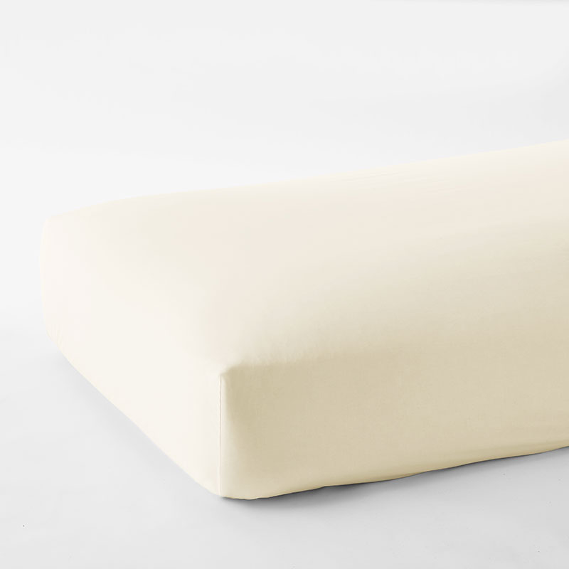 Premium Smooth Organic Cotton Sateen Fitted Bed Sheet - Ivory, Twin XL