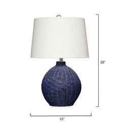Rattan Table Lamp - Indigo Blue