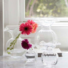 Hibiscus Glass Fluted Vases - Clear, Medium