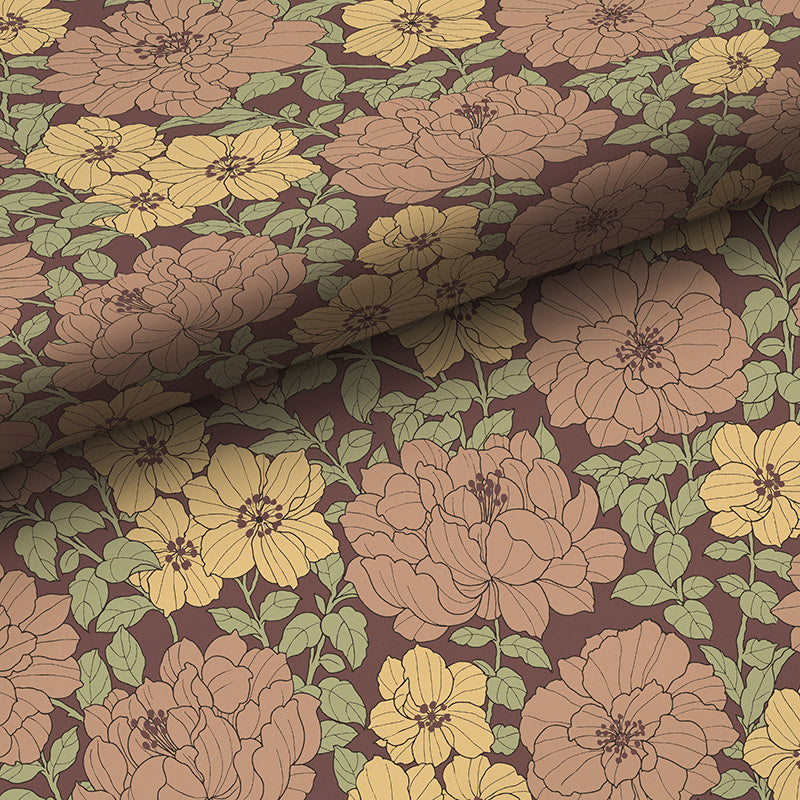 Large Blooms Removable Wallpaper - Tan, Roll