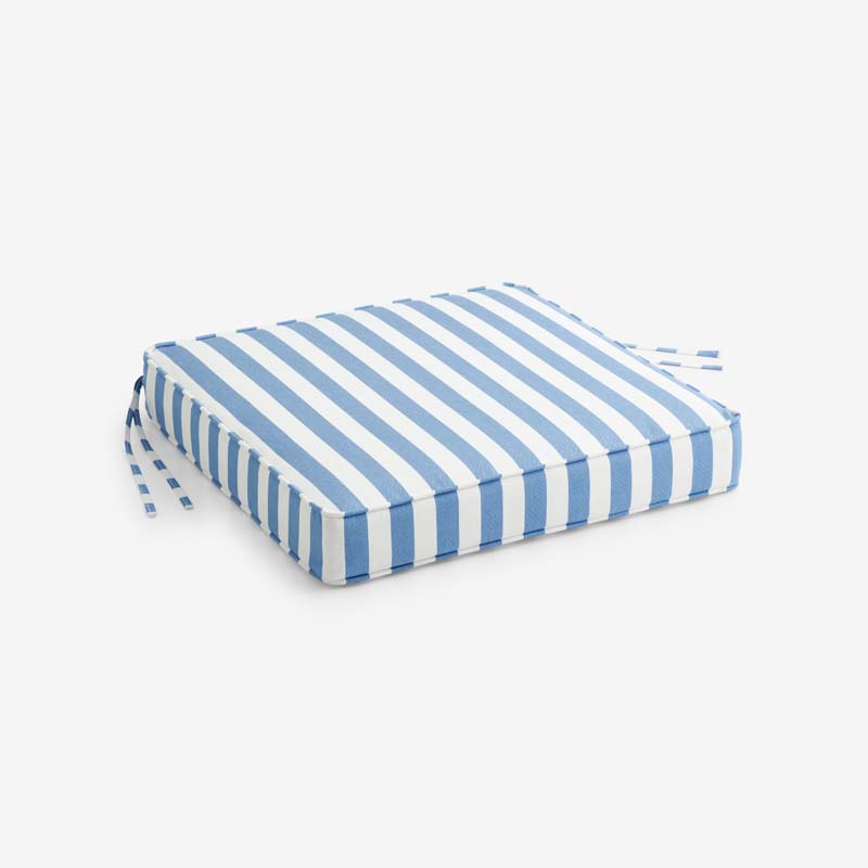 Replacement Boxed Edge Chair Cushion - Narrow Stripe Air Blue, 16 in. x 15 in.