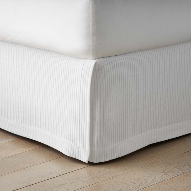Matelassé 14 in. Bed Skirt - Vertical Stripe White, Queen