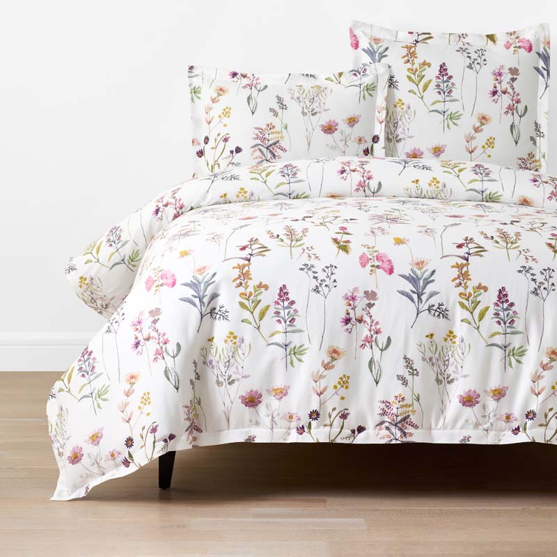 Blooming Garden Classic Smooth Sateen Duvet Cover - White Multi, Full/Queen