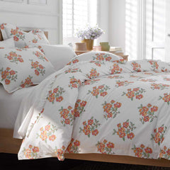 Blossoms and Stripes Classic Cool Cotton Percale Duvet Cover - Petal Charm, Twin/Twin XL