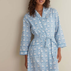 Printed Voile Women's Kimono Robe - Floral Weave, XS/S