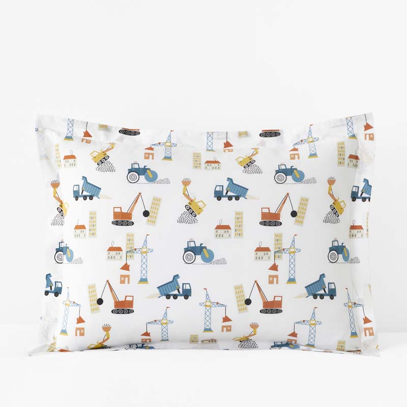 City Builders Classic Cool Organic Cotton Percale Sham - White Multi, Standard