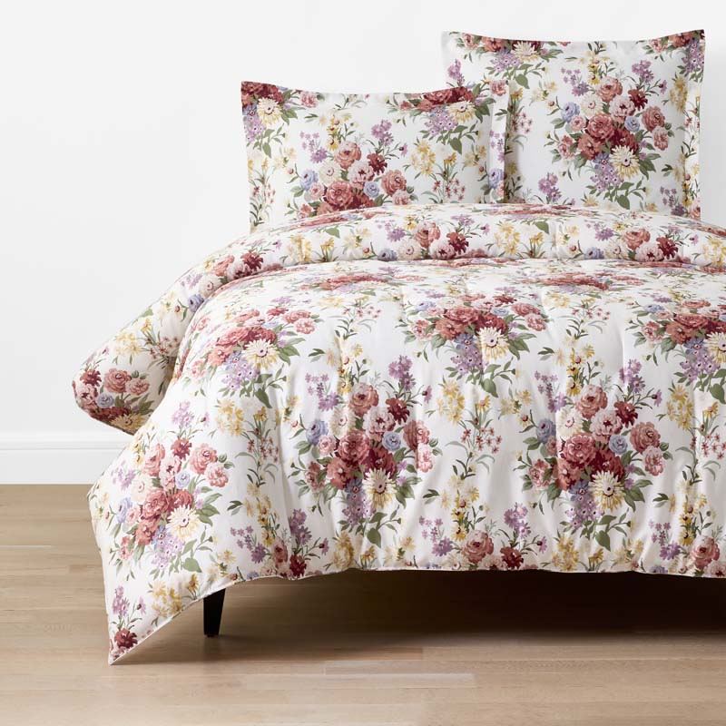 Nature's Bouquet Classic Smooth Sateen Comforter - Cream Multi, Full/Queen