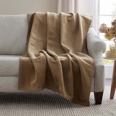 Cotton/Acrylic Fleece Throw - Gold