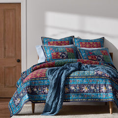 Classic Chunky Cable Knit Throw - Denim Blue