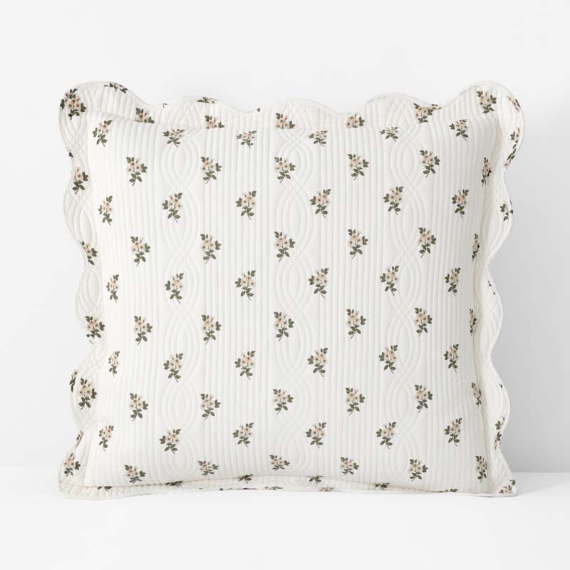 Flower Delight Reversible Quilted Sham - Ivory, Euro