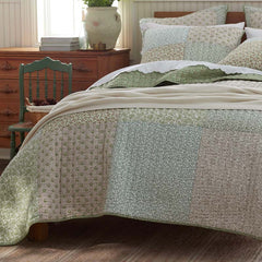 Megara Patchwork Quilted Sham - Green, Euro