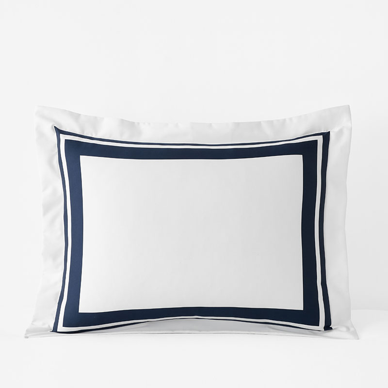 Double Border Premium Smooth Supima® Cotton Wrinkle-Free Sateen Sham - Navy, Standard