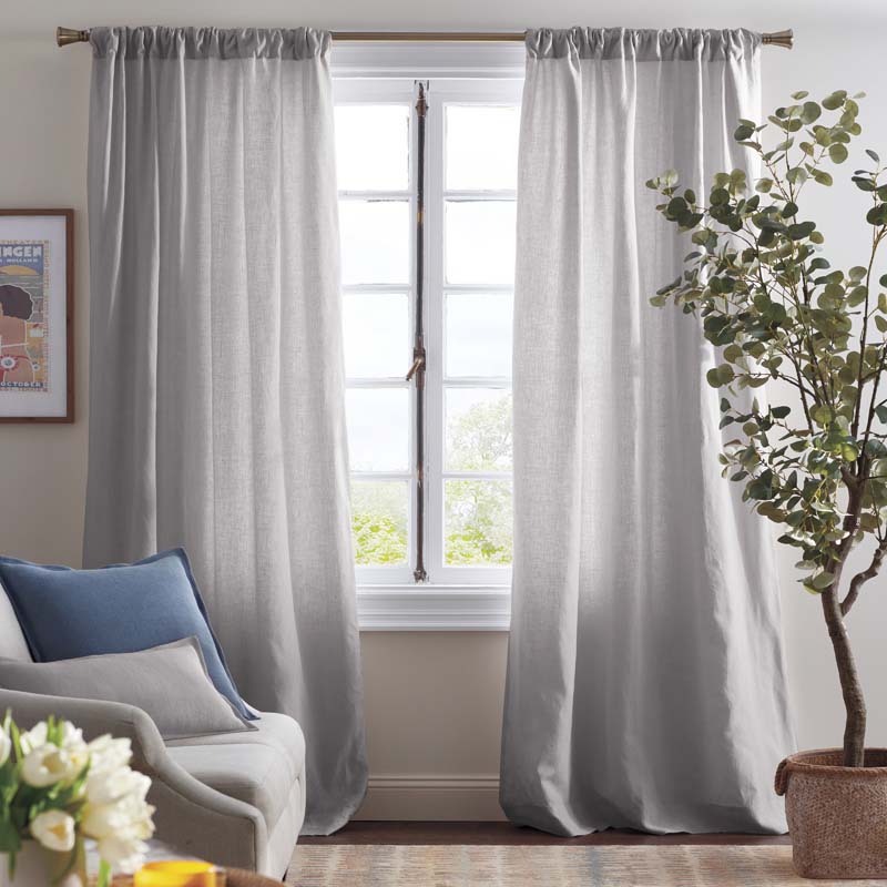 Linen Blackout Window Curtain - Gray, 84 in.