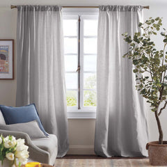 Linen Blackout Window Curtain - Gray, 84 in.