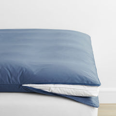 Classic Cool Cotton Percale Mattress Topper Cover - Slate Blue, Twin