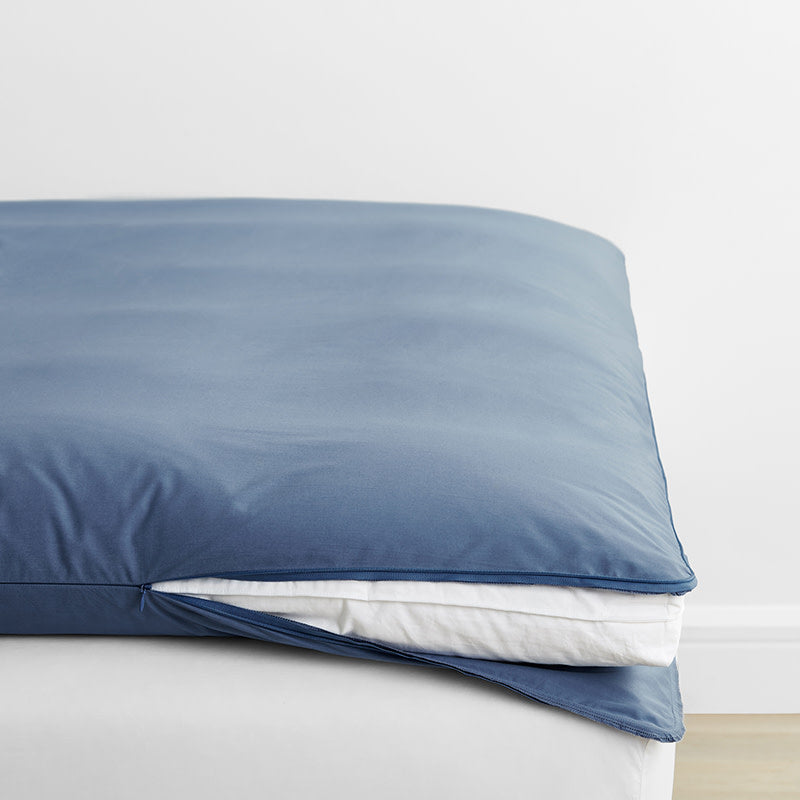Classic Cool Cotton Percale Mattress Topper Cover - Slate Blue, Queen