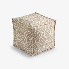 Indoor/Outdoor Pouf - Textured Fretwork Sand, Small