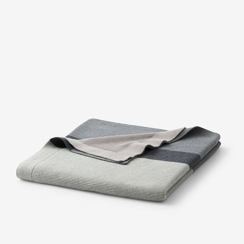 Classic All Season Breathable Cotton Knit Throw - Gray Stripe