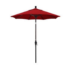 Round Outdoor Patio Umbrella, Fiberglass with Twist Tilt - Bronze Finish, Jockey Red, 7.5'