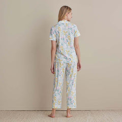 Cotton Modal Women's Cropped Pants Pajama Set - Spring Garden, XS