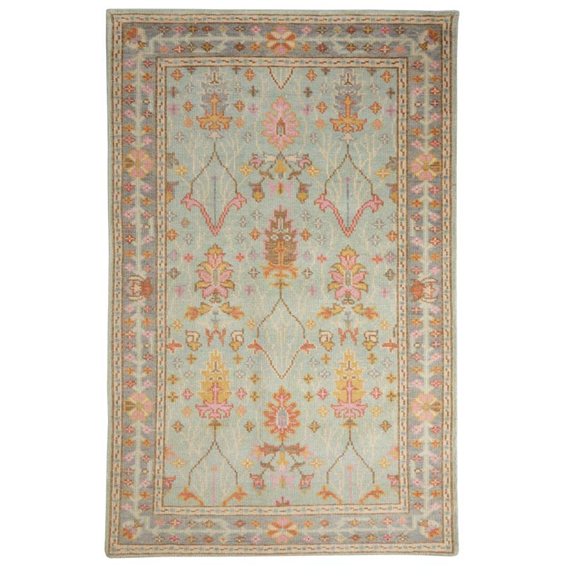Mara Hand Knotted Wool Rug - Sky Blue, 2' 6" x 8' Runner