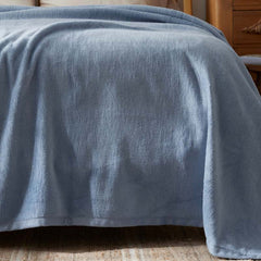 Cotton/Acrylic Fleece Blanket - Smoke Blue, Full/Queen