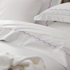 Scallop Embroidered Premium Cool Egyptian Percale Duvet Cover - Lavender, Full