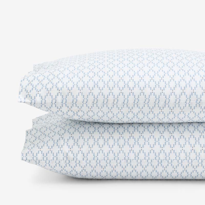 Feliciana Geo Garment Washed Cotton Percale Pillowcase Set - Blue Multi, Standard