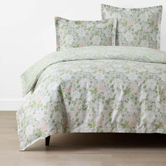Misty Meadow Cluster Reversible Classic Smooth Sateen Duvet Cover - Green Tea, Twin/Twin XL