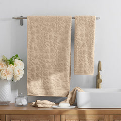 Floral Jacquard Bath Sheet - Light Antique Beige