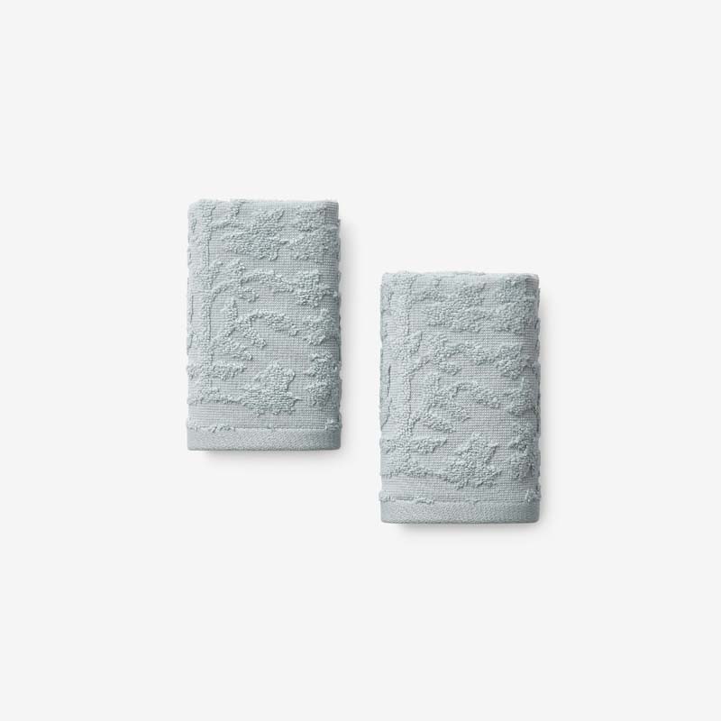 Floral Jacquard Washcloths, Set of 2 - Light Seaspray
