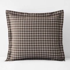Classic Stripes and Plaids Cool Yarn-Dyed Cotton Percale Sham - Windowpane Brown, Euro