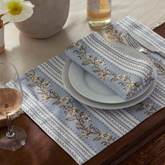 Floral Napkins, Set of 4 - Floral Stripe