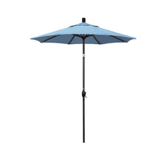 6' Round Outdoor Patio Umbrella, Aluminum with Push Button Tilt - Bronze Finish, Air Blue