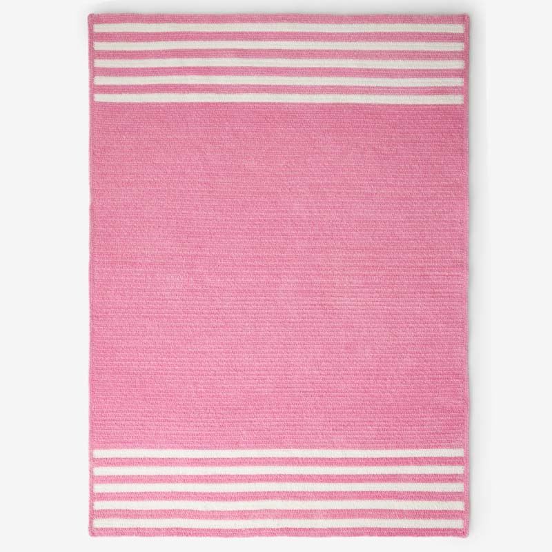 Chenille Border Stripe Handwoven Reversible Rug - Bright Pink, 8' x 10'