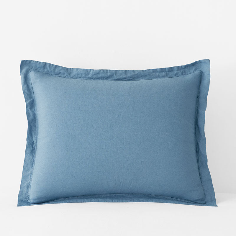Premium Breathable Relaxed Linen Sham - Shadow Blue, King