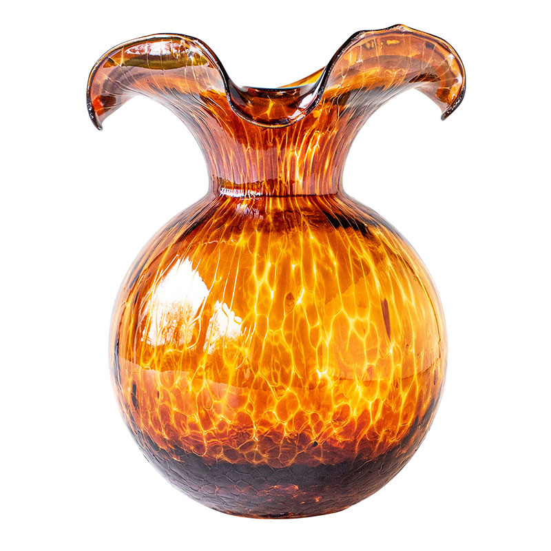 Hibiscus Glass Fluted Vases - Brown, Medium