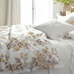 Primrose Bloom Premium Smooth Wrinkle-Free Sateen Duvet Cover - Beige Multi, Full/Queen