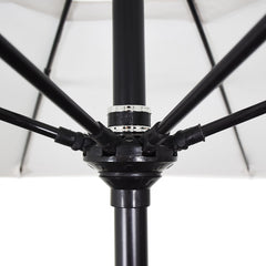 Round Outdoor Patio Umbrella, Fiberglass with Twist Tilt - Black Finish, Natural, 11'