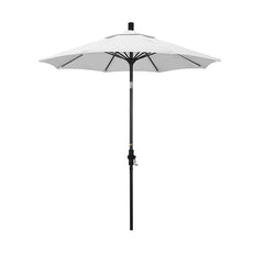 Round Outdoor Patio Umbrella, Fiberglass with Twist Tilt - Black Finish, Natural, 7.5'