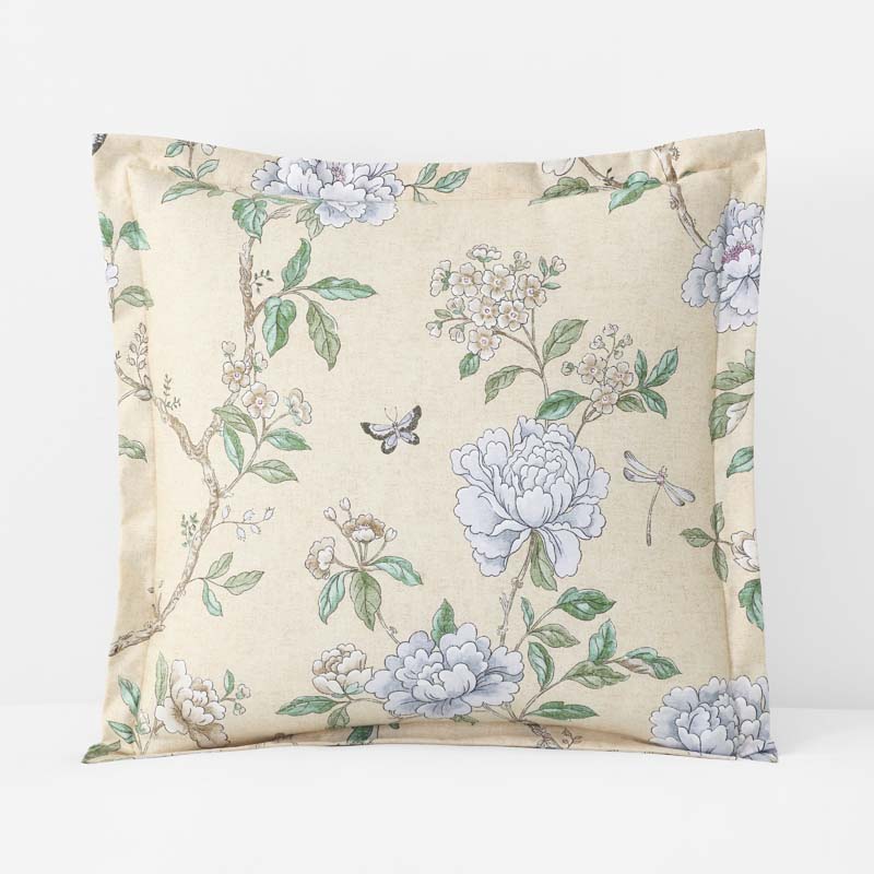 Peony Garden Premium Smooth Wrinkle-Free Sateen Sham - Beige Tan, Euro