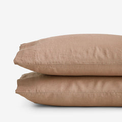 Premium Breathable Washed Linen Solid Pillowcase Set - Light Clay, Standard