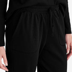 Pima Cotton Women's Jogger Pants Pajama Set - Black, XXL