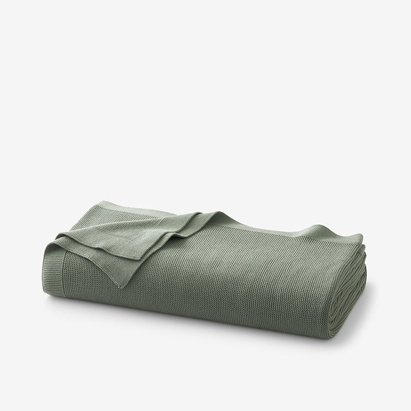 Classic All Season Breathable Cotton Knit Throw - Green