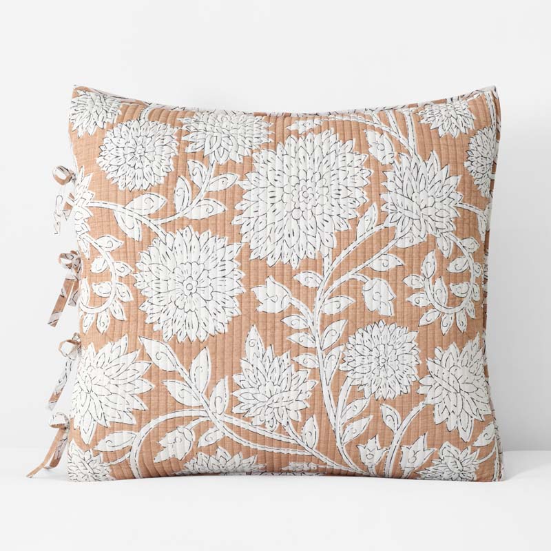 Feliciana Chrysanthemum Reversible Quilted Sham - Clay, Euro