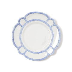 Faux Bamboo Border Melamine Dinner Plates, Set of 4 - Light Blue